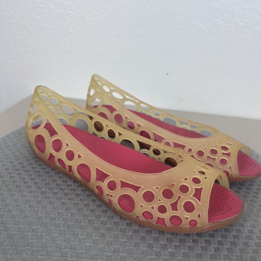 Y2K Crocs Adrina Flats Sandals Womens 9 Cutout Jelly Comfort Shoes Slingback